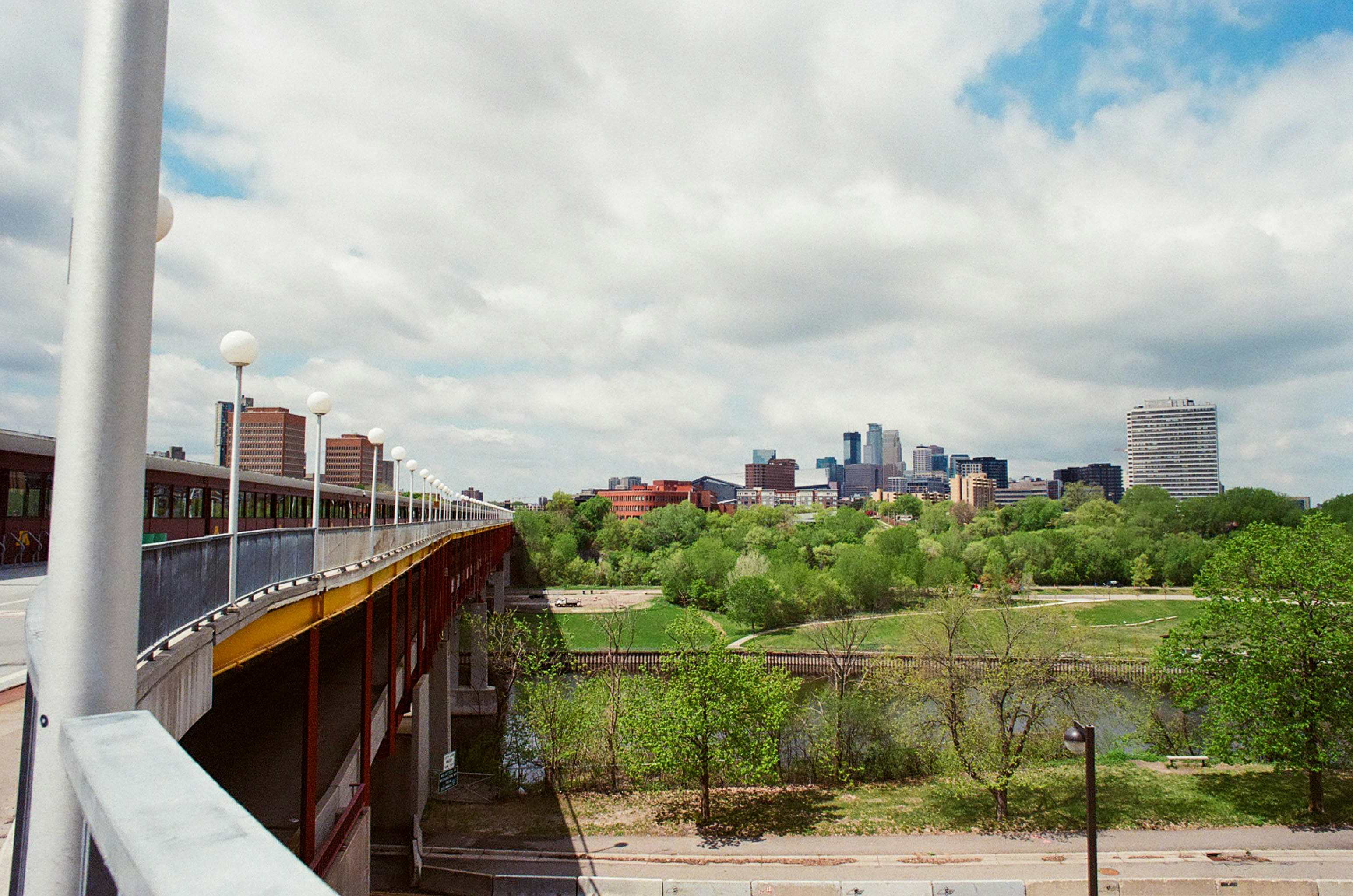 Minneapolis skyline view from bridge